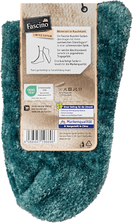 Kuschelsocken mit Chenille-Garn, blaugrün Gr. 39-42 Fascino