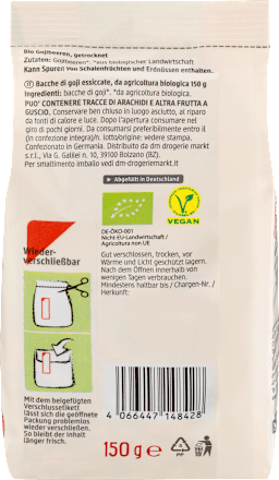 Trockenfrüchte, Gojibeeren sonnengetrocknet dmBio