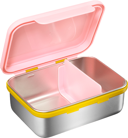 Brotdose Edelstahl rosa/senf babylove