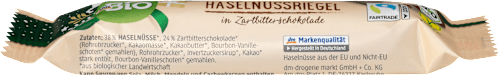 Nussriegel Haselnuss in Zartbitterschokolade dmBio