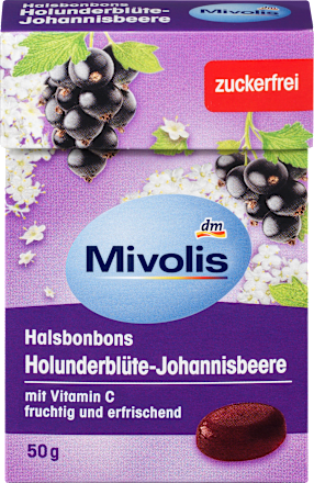 Bonbon, Holunderblüte-Johannisbeere, zuckerfrei Mivolis