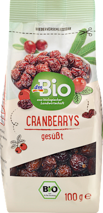 bio sušené ovoce, brusinky slazené  dmBio