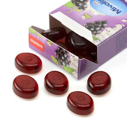 Bonbon, Holunderblüte-Johannisbeere, zuckerfrei Mivolis
