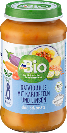 Menü Ratatouille mit Kartoffeln & Linsen ab dem 8. Monat dmBio