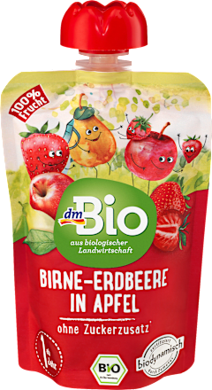 Bio gyümölcspüré körte és eper almában, 1 éves kortól dmBio