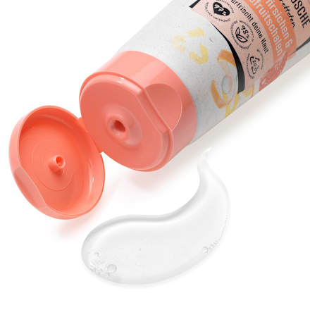 Pflegedusche mit Baby-Pfirsichen und Grapefruitschalen No Planet B