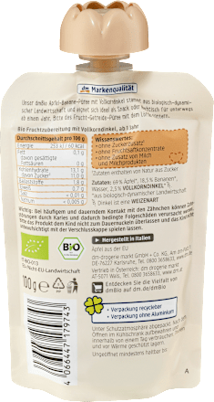 Purea BIO di mela e banana con farro dmBio