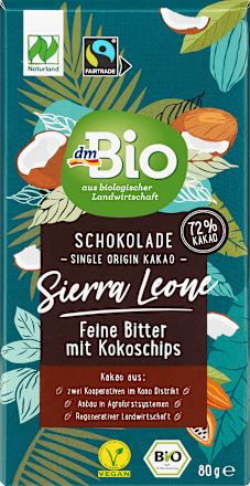 Schokolade, "Sierra Leone" Feine Bitter mit Kokoschips  dmBio