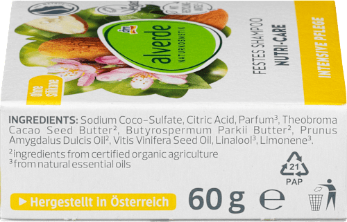 Szampon do włosów w kostce, o zapachu migdałów alverde NATURKOSMETIK