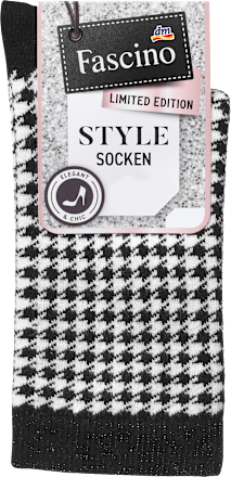 Socken im Pepita-Design, schwarz & weiß, Gr. 35-38 Fascino