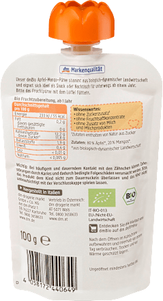 Piure  de măr și mango ECO 12+ dmBio