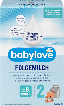 Nadaljevalno mleko za dojenčke 2, od dopolnjenega 6. meseca starosti dalje babylove