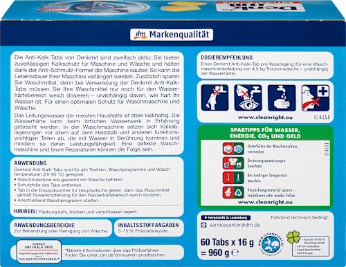 Waschmaschinenreiniger Tabs Anti-Kalk Denkmit