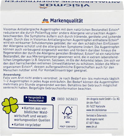 Anti-Allergische Augentropfen 10 Ampullen à 0,5 ml VISIOMAX