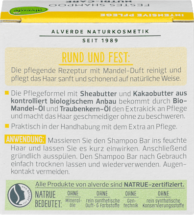 Szampon do włosów w kostce, o zapachu migdałów alverde NATURKOSMETIK