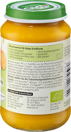 Menü Gemüse mit Süßkartoffeln ab dem 5. Monat dmBio