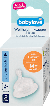 Trinksauger Weithals Silikon, Gr. M, anatomisch, Universalgröße, von Geburt an  babylove