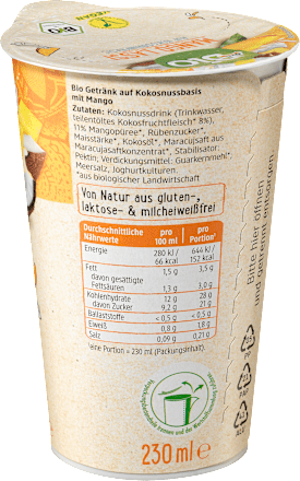 Bio napitek na osnovi kokosa z mangom dmBio