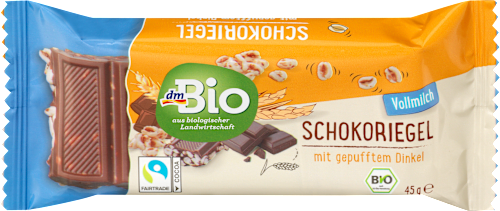 Barretta di cioccolato bio con farro soffiato dmBio