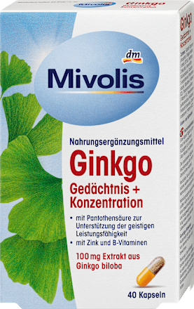 Капсули за памет и концентрация Ginkgo, 40 бр.  Mivolis