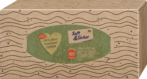 Taschentücher Box Recycling 3-lagig sortiert Soft&Sicher