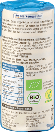 Špaldové sušienky s kakaovou náplňou dmBio