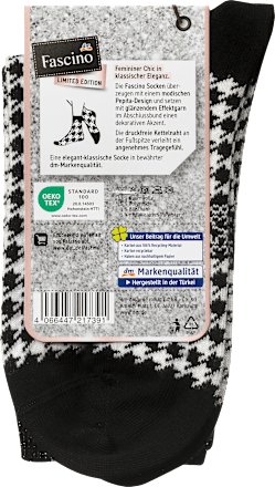 Socken im Pepita-Design, schwarz & weiß, Gr. 35-38 Fascino