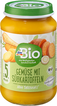 Menü Gemüse mit Süßkartoffeln ab dem 5. Monat dmBio