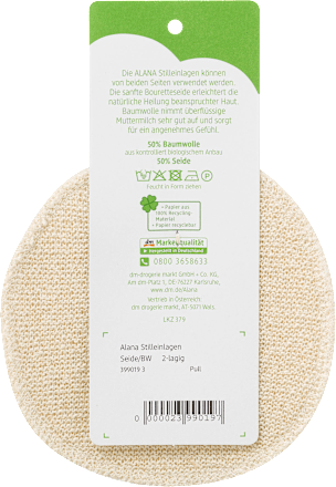 Stilleinlagen 2-lagig aus Bio-Baumwolle und Seide ALANA