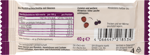 Barretta BIO alla frutta con lampone e ribes nero dmBio