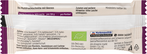 Bio gyümölcsszelet málnával és fekete ribizlivel dmBio