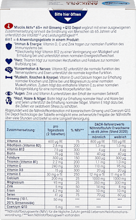 Aktiv 65+ mit Ginseng + Q10 Depot 60 St Mivolis