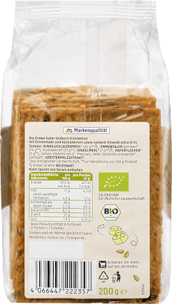 bio křupavý snack se sýrem a dýňovými semínky  dmBio