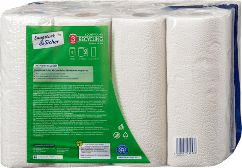 Küchenrolle Halbblatt Recycling 3-lagig (8x140 Blatt) Saugstark&Sicher