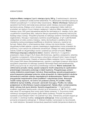 Mleko następne 2, po 6. miesiącu babylove