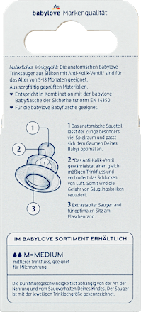 Trinksauger Silikon, Gr. 2, anatomisch, 5-18 Monate babylove