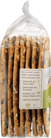 bio křupavý snack se sýrem a dýňovými semínky  dmBio