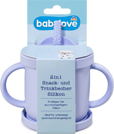Snack- und Trinkbecher 2in1 Silikon flieder babylove