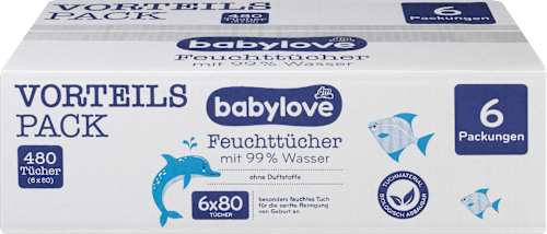 Feuchttücher mit 99 % Wasser (6x80 St)  babylove