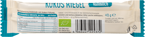 Bio kókuszos szelet tejcsokoládéval dmBio