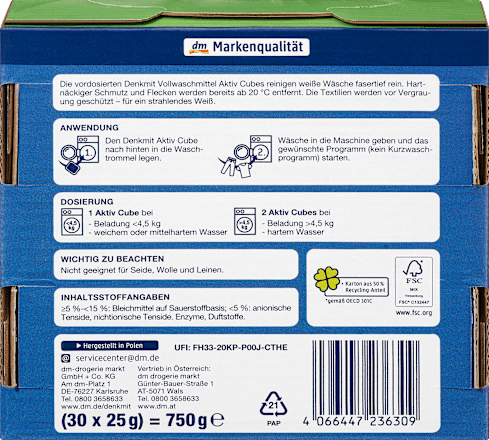 Vollwaschmittel Cubes Aktiv Denkmit