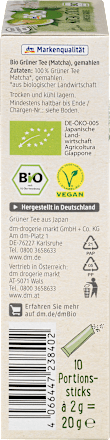 Grüner Tee Matcha Sticks (10 Sticks) dmBio