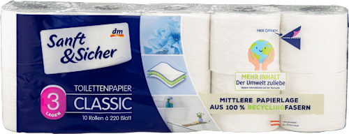 Toaletni papir, 3-slojni, 10×220 Sanft&Sicher