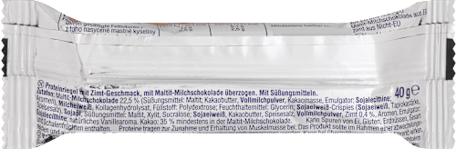 Fehérjeszelet 37%, fahéj ízű, maltit-tejcsokoládéval bevonva, édesítőszerekkel Sportness