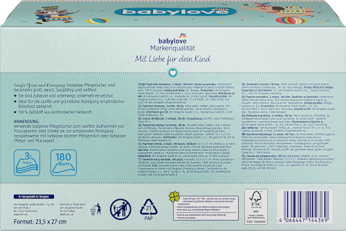 Babypflegetücher trocken 3lagig babylove