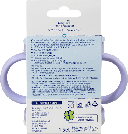 Snack- und Trinkbecher 2in1 Silikon flieder babylove