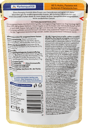 Mokra karma dla kotóa, 60% kurczaka z kawałkami Dein Bestes