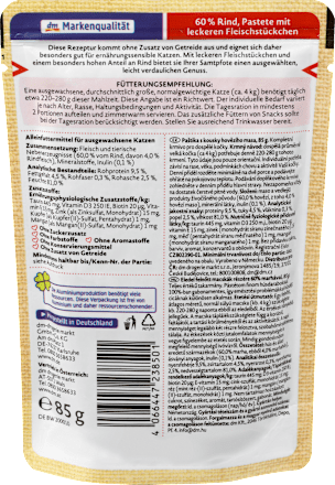 Mokra karma dla kota, 60% wołowiny z kawałkami Dein Bestes