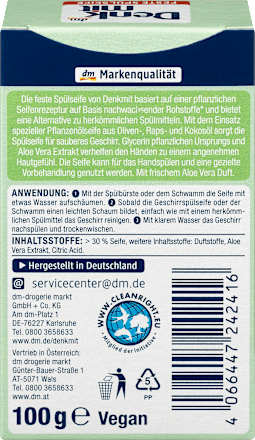 Spülmittel feste Seife Aloe Vera Denkmit