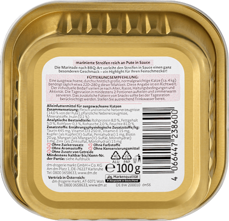 vanička pro kočky krůta BBQ Dein Bestes